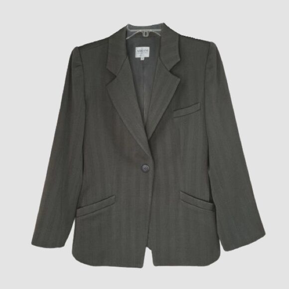 Armani Collezioni Italian Wool Olive Career Dark Academia Blazer Jacket SZ M - Picture 1 of 15